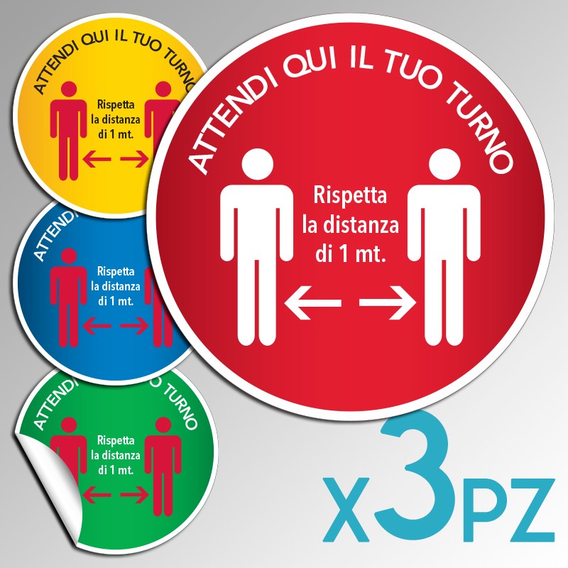 3 Adesivi CALPESTABILI Da Pavimento Antiscivolo TONDI 30cm Mod. F